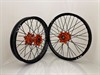 M2R MX Wheelset 21/19  KTM 13-25, HQ 14-, GG 21- Orange/Blk/Blk/Silv