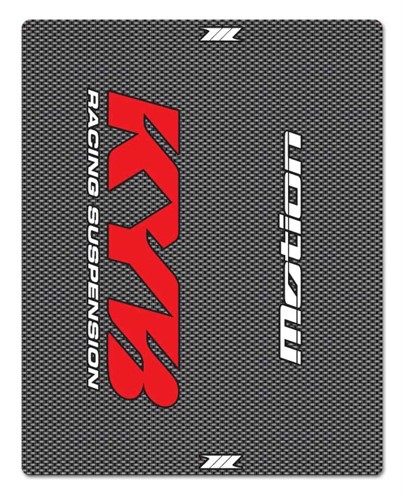 Motion gaffeldekal, KYB Carbon Röd/Vit, par