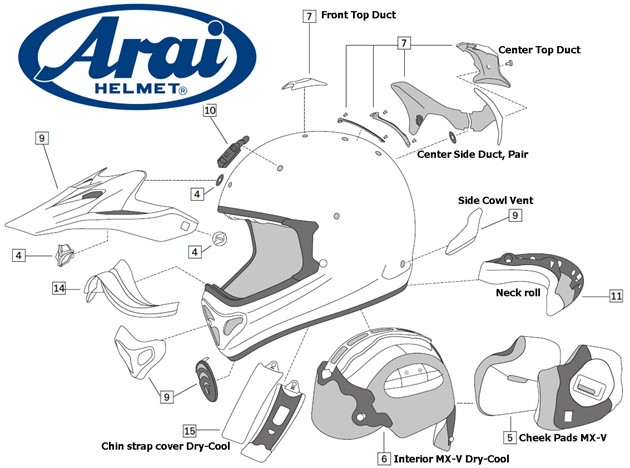 Arai MX-V Spares